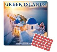 Avonside Îles Grecques 2027 Calendrier avec Autocollants d'Organisation, Calendrier Mural Carré 16 Mois (sept 2026 - déc 2027), Planning de Voyage, 29,5 x 29,5 cm