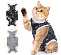 Avont 2 Pcs Body Chat Post Opératoire Stérilisation, Combinaison de Récupération pour Chat Anti Léchage, Cat Recovery Suit après Chirurgie, Contre Les Maladies de Peau -Gris Espace(L)