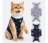 Avont 2 Pcs Body Chat Post Opératoire Stérilisation, Combinaison de Récupération pour Chat Anti Léchage, Cat Recovery Suit après Chirurgie, Contre Les Maladies de Peau -Gris Espace(S)