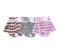 Avont 3 Couches Lavables pour Chien Femelle, Culotte Jupe Protection Confort Nappy Lors des Périodes Physiologiques, de Chaleurs, d'Incontinence- Plaid Rose/Noir/Marron-XS(15-21.5cm)