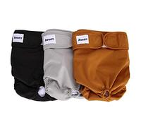 Avont 3 Couches Lavables pour Chien Femelle, Culotte Protection Confort Nappy Lors des Périodes Physiologiques, de Chaleurs, d'Incontinence-Noir/Gris/Marron-XL(60-84cm)