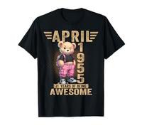 Avril 1955 71e Anniversaire 71 Ans Ours en Peluche Being Awesome T-Shirt