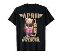 Avril 1987 39e Anniversaire 39 Ans Ours en Peluche Being Awesome T-Shirt