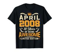 Avril 2008 Vintage 18 Years Awesome 18th Birthday Avr T-Shirt