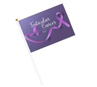 Avril est le mois de sensibilisation au cancer des testicules. Petits drapeaux à main avec mât pour décoration de fête.
