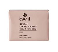 Avril - Savon Corps & Mains Bio - A l'Huile de Noix de Coco et Argan Bio - Parfum 100% Naturel - Vegan, Certifié Bio Ecocert - Fabriqué en France - 100g (Rose)