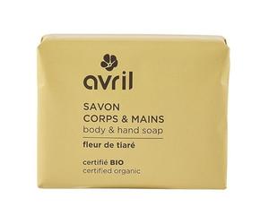 Avril - Savon Corps & Mains Bio - A l'Huile de Noix de Coco et Argan Bio - Parfum 100% Naturel - Vegan, Certifié Bio Ecocert - Fabriqué en France - 100g