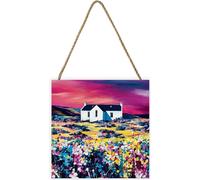 Avril Thomson Smith - Bloc de bois "A Sky Of Pink" PM6179 (20 cm x 20 cm) (Bleu/Jaune/Rose)