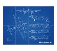 Avro Lancaster Bomber Aircraft Plane Blueprint Plan XL Giant Panel Poster (8 Sections) Bombardier Avion Bleu Affiche