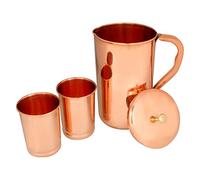 AVS STORE Ã‚® Pure Copper Pitcher Jug with 2 Copper Tumbler Glasses for Ayurveda Healing by AVS STORES