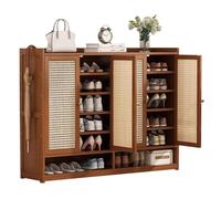 AVSMGP Armoire de rangement à chaussures en bambou de grande capacité avec porte, pour chambre à coucher, salle de classe, salle à manger, garage, couloir, maison, bureau, 94 x 32 x 120 cm