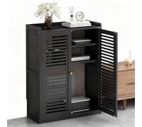AVSMGP Armoire pour Routeur Wi-FI, Armoire en Bois pour Modem Permettant Dissimuler Routeur avec Panneaux Ventilation Et Portes Magnétiques Idéal pour Télétravail Et Bureau,Noir,97M/38INCH