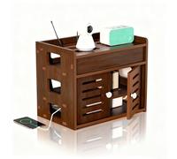 AVSMGP Boîtier pour Routeur Organisateur Réseau Aspect Bois avec Design Ajouré Boîte De Rangement Multifonction pour Modem Wi-FI Idéal pour Salon Et Bureau,Marron,25CM/9.84IN