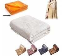 AVSMGP Couverture chauffante électrique sans Fil, Couverture en Flanelle Douce alimentée par USB avec 3 Niveaux de Chaleur Coussin Chauffant Portable,Blanc,180×200CM/71×78.8IN