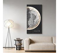 AVSMGP Décoration Murale en Grès avec Éclairage LED Et Télécommande, Sculpture Murale 3D Rétroéclairée Représentant Lune pour Salon, Chambre À Coucher, Bureau,D,50 * 100cm/19.7 * 39.4in