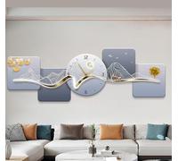 AVSMGP Horloge Murale Décorative 3D avec Éclairage LED, Grande Horloge Murale Silencieuse Au Design Moderne, Sculpture Murale Moderne en Cristal pour Salon Et Bureau,F,120×40CM/47.2×15.75IN