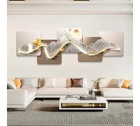 AVSMGP Horloge Murale Décorative 3D avec Éclairage LED, Grande Horloge Murale Silencieuse Au Design Moderne, Sculpture Murale Moderne en Cristal pour Salon Et Bureau,D,120×40CM/47.2×15.75IN