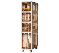 AVSMGP Organisateur De Salle De Bain Étroit Niveau 2/3/4/5 avec Tiroir Transparent Et roulettes, Grand Meuble De Rangement Haut Et Mince pour Salle De Bain,20mm,4Tier