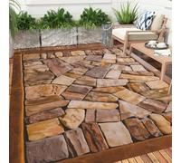 AVSMGP Tapis 3D en Pierre pour L'extérieur Et L'intérieur, Tapis Antidérapant À Texture Pierre Réaliste pour Jardin, Bord De Piscine, Terrasse, Balcon Et Zones À Fort Passage,A,120x160cm(47 x63)