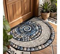 AVSMGP Tapis 3D pavé illusion d'optique - Tapis de sol à poils courts en demi-cercle - Lavable - Antidérapant - Pour salon, chambre à coucher, entrée, intérieur et extérieur - 60 x 90 cm