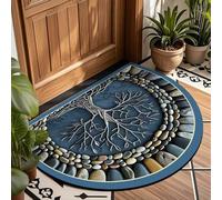 AVSMGP Tapis De Sol Illusion 3D Tapis Antidérapant Effet Galets, Surface Ultra Douce Tapis D'entrée Demi-Cercle À Poils Courts pour Intérieur/Extérieur Salon, Chambre,U,1'8"x2'7"/50x80cm