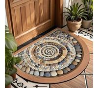 AVSMGP Tapis De Sol Illusion 3D Tapis Antidérapant Effet Galets, Surface Ultra Douce Tapis D'entrée Demi-Cercle À Poils Courts pour Intérieur/Extérieur Salon, Chambre,F,1'8"x2'7"/50x80cm