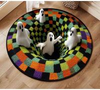 AVSMGP Tapis d'halloween À Effet 3D-Rond avec Illusion D'optique,D,120 * 120cm/47.2in