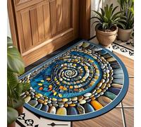 AVSMGP Tapis trompeur d'optique pavé 3D, demi-cercle en velours antidérapant, lavable, pour salon, chambre à coucher, entrée, intérieur et extérieur, F, 100 x 160 cm