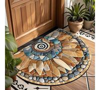 AVSMGP Tapis trompeur d'optique pavé 3D, demi-cercle en velours antidérapant, lavable, pour salon, chambre à coucher, entrée, intérieur et extérieur, V, 50 x 80 cm