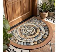 AVSMGP Tapis trompeur d'optique pavé 3D, demi-cercle en velours antidérapant, lavable, pour salon, chambre à coucher, entrée, intérieur et extérieur, G, 120 x 160 cm