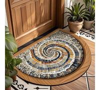 AVSMGP Tapis trompeur d'optique pavé 3D, demi-cercle en velours antidérapant, lavable, pour salon, chambre à coucher, entrée, intérieur et extérieur, N, 120 x 180 cm