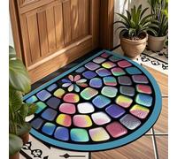 AVSMGP Tapis trompeur d'optique pavé 3D, demi-cercle en velours antidérapant, lavable, pour salon, chambre à coucher, entrée, intérieur et extérieur, L, 80 x 120 cm