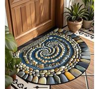 AVSMGP Tapis trompeur d'optique pavé 3D, demi-cercle en velours antidérapant, lavable, pour salon, chambre à coucher, entrée, intérieur et extérieur, Z, 60 x 90 cm