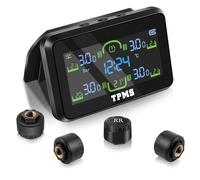 Avutrel TPMS Système de Surveillance de la Pression des Pneus Amovible, Energie Solaire/USB, 5 Modes D'alarme, pour Camping-Cars, Berlines, SUV, Monospaces, Remorques, 4 Capteurs Externes (87 psi)