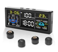 Avutrel Tpms SystèMes De Surveillance De La Pression Des Pneus Solaire Sans Fil Moniteur De Pression Des Pneus En Temps RéEl avec 4 Capteur Pression Pneu 5 Modes D’Alarme Pour les Voitures Vus Rvs Van