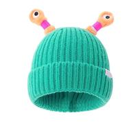 AvviKro Bonnet tricoté mignon petit monstre lumineux, bonnet LED, chapeau tricoté amusant, bleu ciel, Taille unique