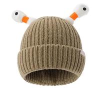 AvviKro Bonnet tricoté mignon petit monstre lumineux, mignon petit monstre LED tricoté, chapeau tricoté amusant, café, Taille unique