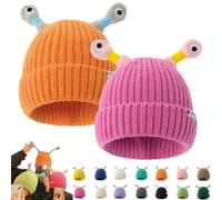 AvviKro Joli chapeau tricoté lumineux petit monstre, bonnet LED, bonnet tricoté amusant (coton, lot de 2 pièces) F)