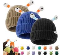 AvviKro Joli chapeau tricoté lumineux petit monstre, bonnet LED, bonnet tricoté amusant (coton, lot de 3 pièces) C)