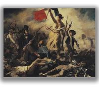 AVWXZBDFH Affiche D'Eugène Delacroix « La Liberté Guidant Le Peuple », Impression Sur Toile, Style Classique Vintage, Peinture À L'Huile Inspirante Pour Décoration Murale, 40 X 60 Cm, Sans Cadre