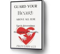 AVWXZBDFH Proverbes 4:23 - Affiche Murale Sur Toile, Poème « Garde Ton Cœur Par-Dessus Tout », Décoration « Chérissez L'Amour », 40 X 60 Cm, Sans Cadre