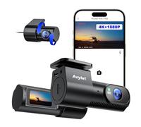 Avylet Caméra embarquée 4K + 1080P pour voiture avant, arrière, Wi-Fi/application, double caméra avec surveillance du stationnement, prend en charge le module GPS externe, super vision nocturne, WDR