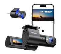 Avylet Caméra embarquée 4K + 1080P pour Voiture Avant, arrière | WiFi 5G/Application, écran IPS 1,5", mode parking, super vision nocturne WDR, capteur G, OTA, GPS externe, grand angle 170°