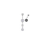 AVYRING G23 Piercing de nombril en titane pour femme 14G avec cœur papillon en forme de larme CZ 10 mm Argenté et doré, 14G 10mm Teardrop, Titane