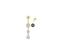 AVYRING G23 Piercing de nombril en titane pour femme 14G avec cœur papillon en forme de larme CZ 10 mm Argenté et doré, Titane