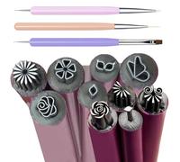 AVZYARDY Ensemble de stylos de tampon pour nail art avec 3 pinceaux pour nail art, 6/10/15 pièces, stylo d'estampage pour nail art, outils de bricolage pour nail art, outils d'embellissement