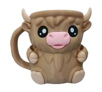 AVZYARDY Highland Cow Ice Ice Cream Pinte Pint avec poignée anti-gel, mignonne tasse de dessert réutilisable 3D pour crème glacée 16 oz, manche de pinte de base non glissée pour les fêtes, les amateur