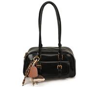 AVZYARDY Sac à Épaule Vintage en Cuir PU pour Femmes, Sac Y2K Boston avec Pendentif Charme, Élégant Sac Bandoulière pour le Travail, Voyage, Quotidien et Casual