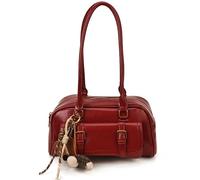 AVZYARDY Sac à Épaule Vintage en Cuir PU pour Femmes, Sac Y2K Boston avec Pendentif Charme, Élégant Sac Bandoulière pour le Travail, Voyage, Quotidien et Casual