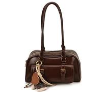 AVZYARDY Sac à Épaule Vintage en Cuir PU pour Femmes, Sac Y2K Boston avec Pendentif Charme, Élégant Sac Bandoulière pour le Travail, Voyage, Quotidien et Casual